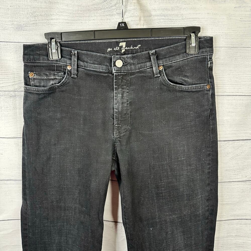 7 For All Mankind 7FAMK size 34 Relaxed Straight Leg Denim Jeans Black - Picture 3 of 11